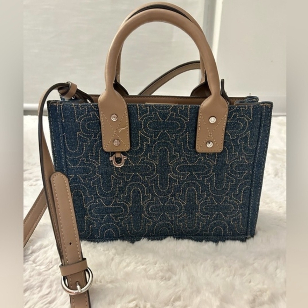 True Religion Denim Mini Tote Bag – Adjustable Crossbody strap & Top Handle
